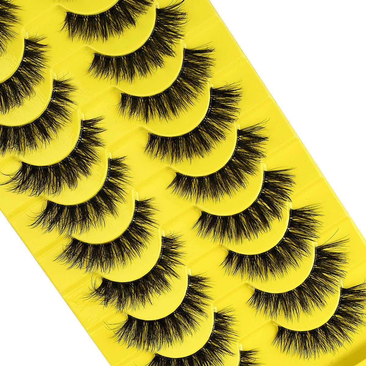 10 Pair Set Full False Eyelash Transparent Terrier Fox Series Thick Curly Eyelash W250324