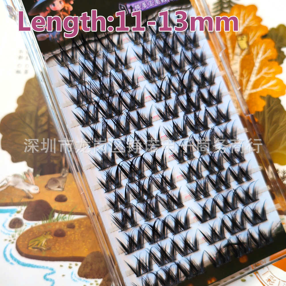 Lazy eyelashes W-shaped large dense curly exaggerated thick false eyelashes single tuft hair flu lazy segmented eyelashes W250324