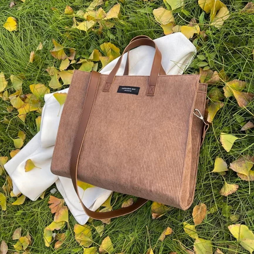 Womens Retro Corduroy Handbag er Shoulder Cross Messenger Handbag Girls Large Capacity Shopping Bag 250320