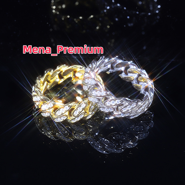 RTS Hiphop Jewelry Diamond Rings 925 Sterling Silver Gold Plated VVS Moissanite Ring Fine Jewelry Rings for Men Women