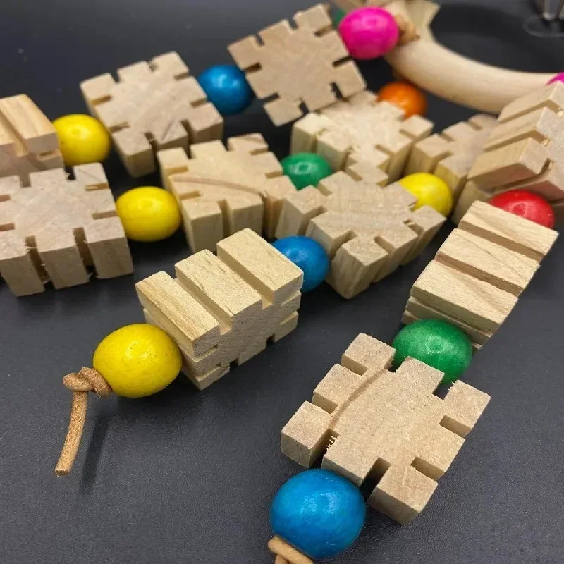 Parrot Toys Five Pointed Star Rings Bird Supplies Tools Chew Swings Wooden Medium To Large 250320