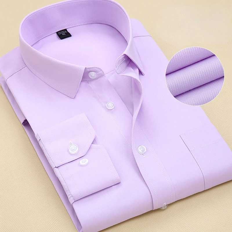 8XL solid color long sleeved mens work office business classic mens casual mens white shirt X250324
