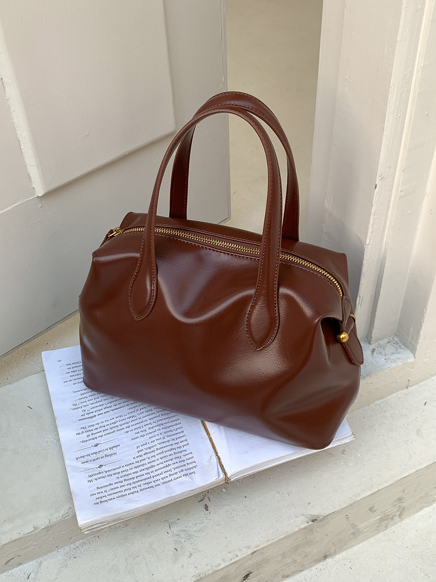 New Large Capacity Handbag Work Commuter Women's Advanced Sense Tote Bag Zipper Simple PU Soft Leather Handbag