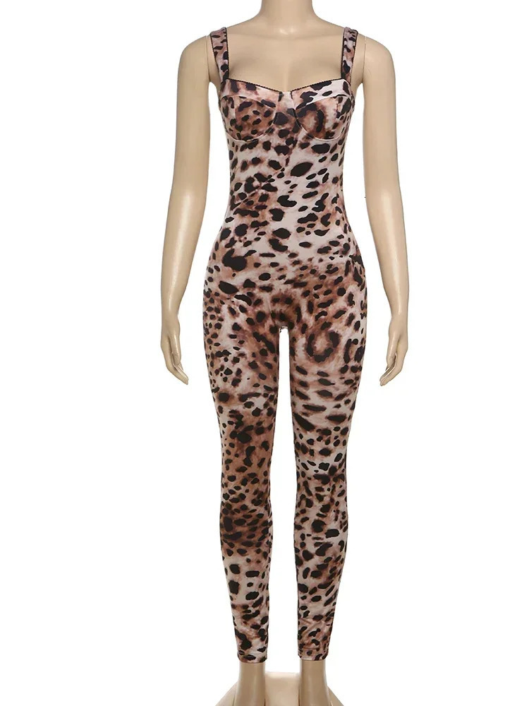 Leosoxs sexy jumpsuit womens sleeveless 2025 trend leopard print street fitness stretching activity exercise top 250324