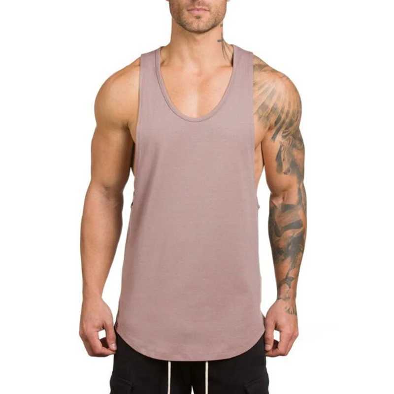 Cotton breathable sleeveless T-shirt gym fitness training suit mens running sports solid color muscle vest X250324