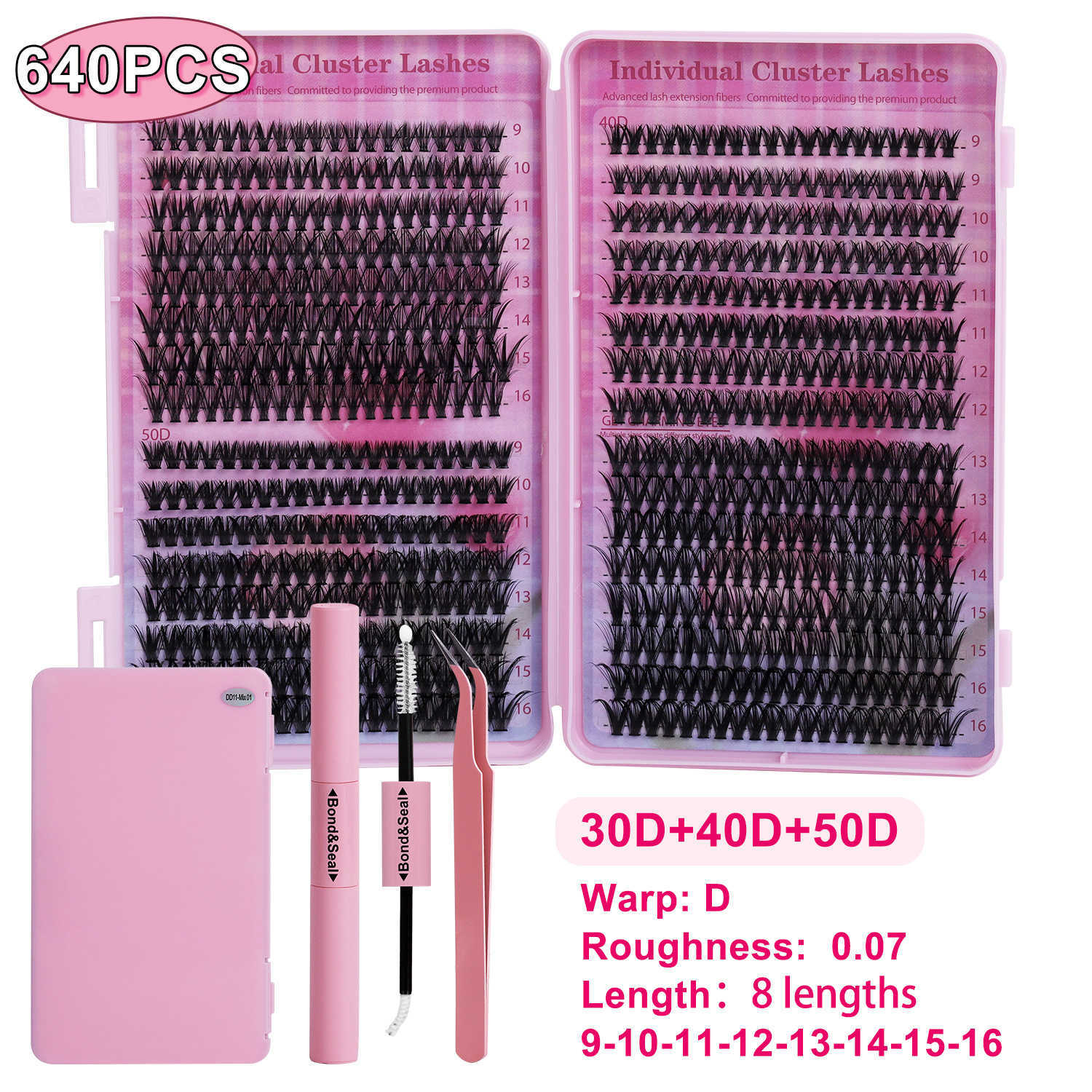 Set of 640 bundles of single cluster mixed false eyelashes thick and large capacity false eyelash book Qingdao Pingdu W250324
