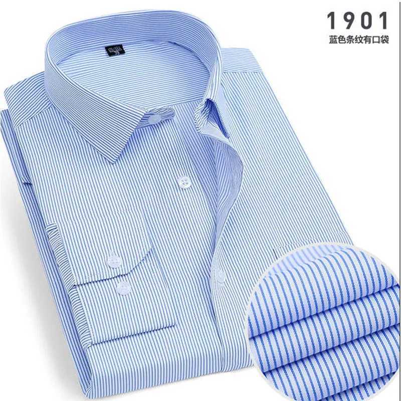 Spring new mens striped long sleeved shirt iron free and wrinkle resistant comfortable and breathable fashionable and slim fit for business and leisur