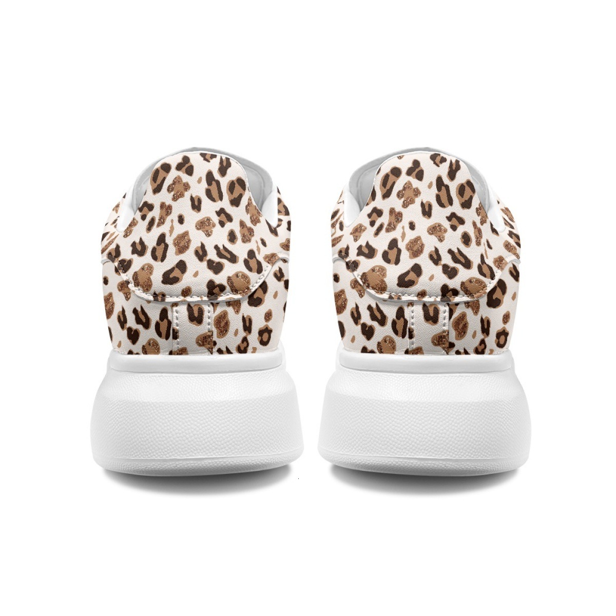 2025 New Sponge Cake Hollow Board Gold Leopard Pattern Thick Bottom Single Designer Fashion Casual Sports Women's Shoes White
