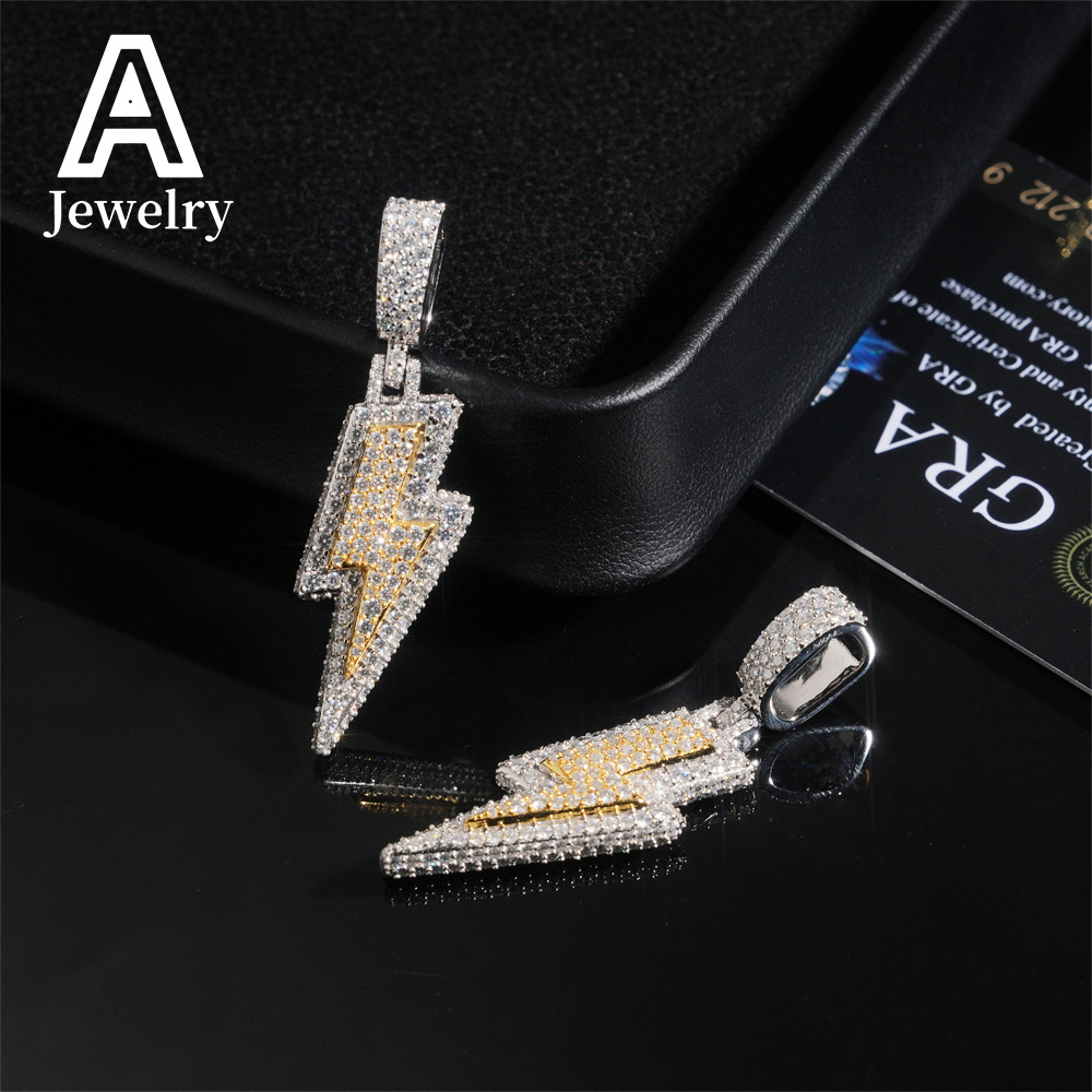 Ready to Ship Iced Out Hip Hop Jewelry Pendant 925 Silver Full VVS Moissanite Diamond Charm Pendants Necklace