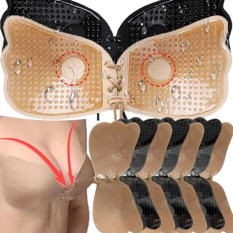 Butterfly wing integrated seamless thin collection chest Frenulum invisible silicone wedding bra lingerie strapless Nipple padXJ250324