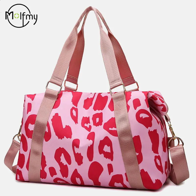 Large Capacity Travel Bag Wet Dry Shoulder Luggage Handbag Leisure Sports Fitness Bag Leopard Print Beach Bags Womens Backpack 250314