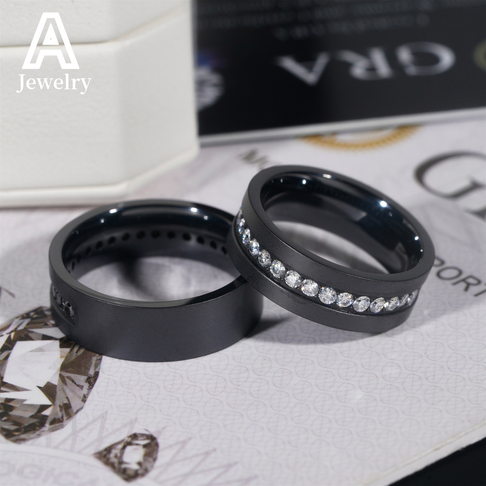 European and American fashion new style stainless steel Moissanite 8/10# Hip Hop rapper trend ring jewelry