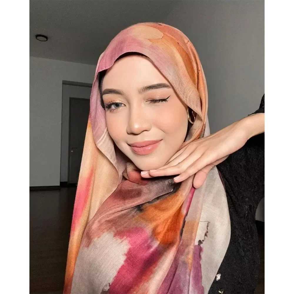 New watercolor headband tie dye cotton scarf Arab foard female headband long scarf Trkiye headband X250324
