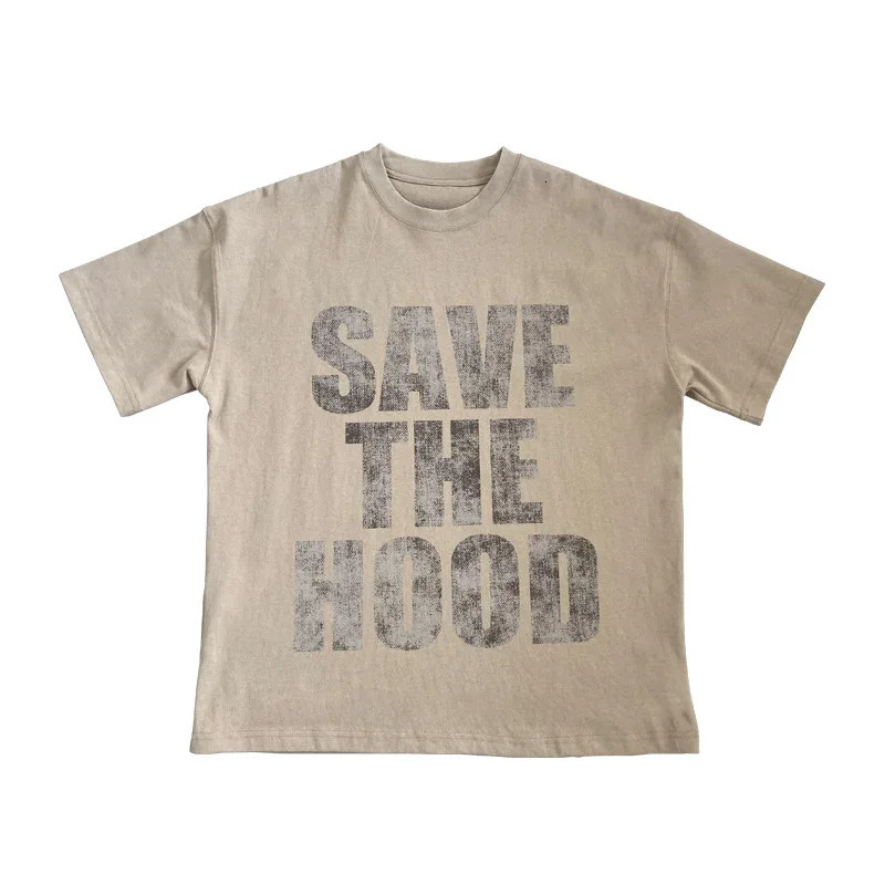 Plus Size 100% Cotton T-shirt Thick Streetwear American Retro y2k er Summer Round Neck Tee Screen Print Mens T-shirt 250324