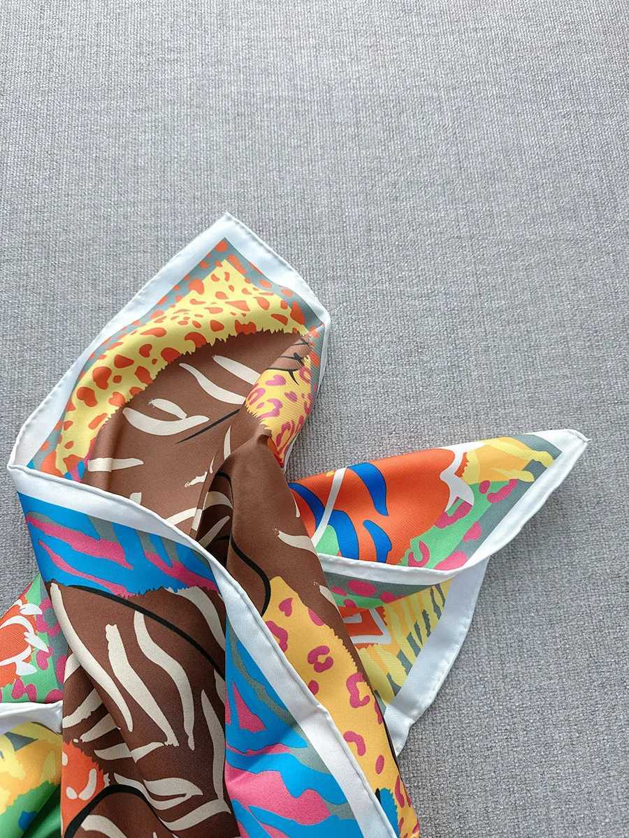 Summer Scarf Foard Femmes Chic Hair Accessories Natural Shawl Luxury Copy Wen Natural Silk 90x90 Cm Color Meterless X250324