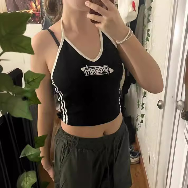 2025 New Letter Printed Color Beach Vest Fashion Casual Set Red, Black, White Outdoor Spicy Girl Slim Fit Tank Top