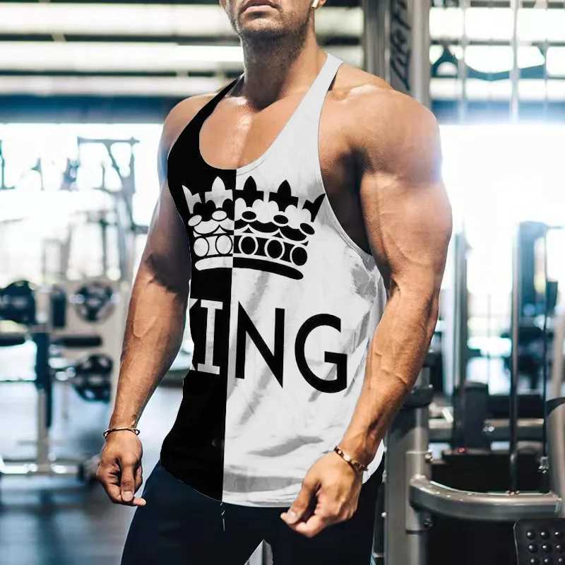 Mens accessories KING printed vest 3D fashion cool gym sports vest mens outdoor fitness oversized mens clothing sleeveless shirt X250324