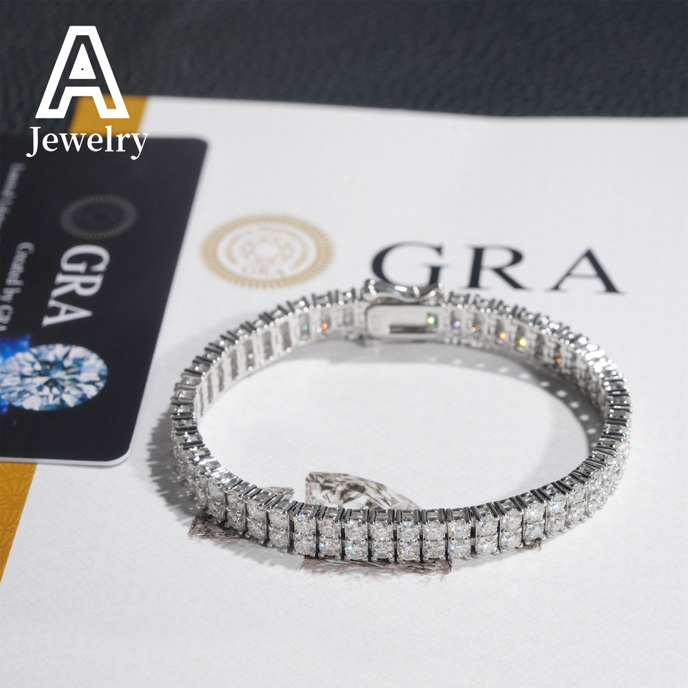 Pass Diamond Tester 925 Silver 3MM Moissanite Double Rows 6MM Width Tennis Chain Bracelet No reviews yet 1