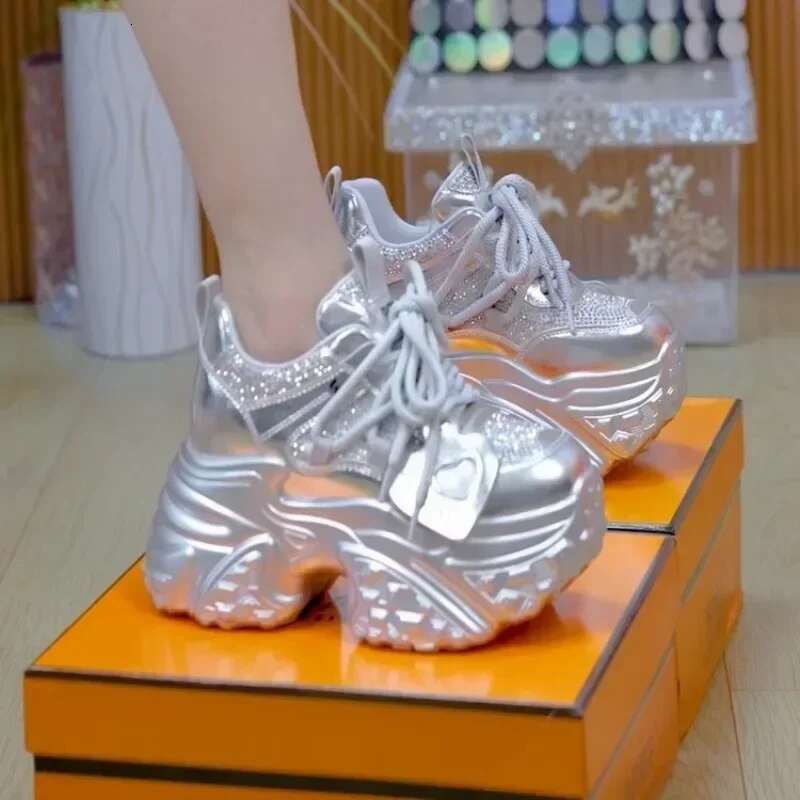 2025 New 10.5CM Women's Casual Thick Bottom Designer Fashion High Heels Sports Vulcanized Shoes Sports Shoes Thick Bottom Sports Shoes