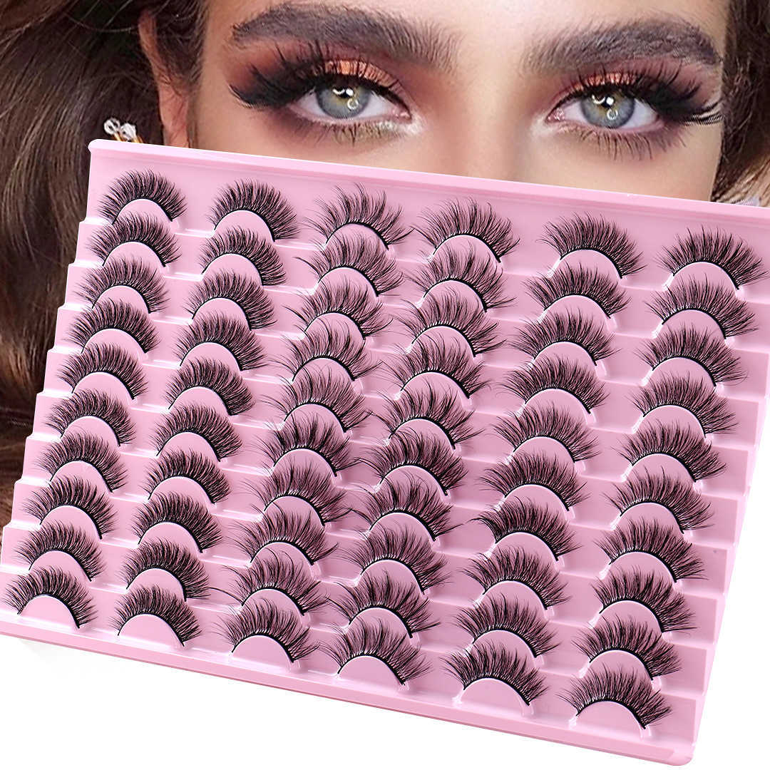 30 pairs of artificial fiber false eyelashes curled and thickened simulating natural eyelashes W250324