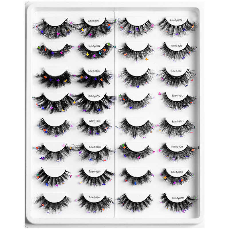New pair of 8D imitation mink fur butterfly false eyelashes naturally curled up with multiple layers of thick crossed eyelashes W250324