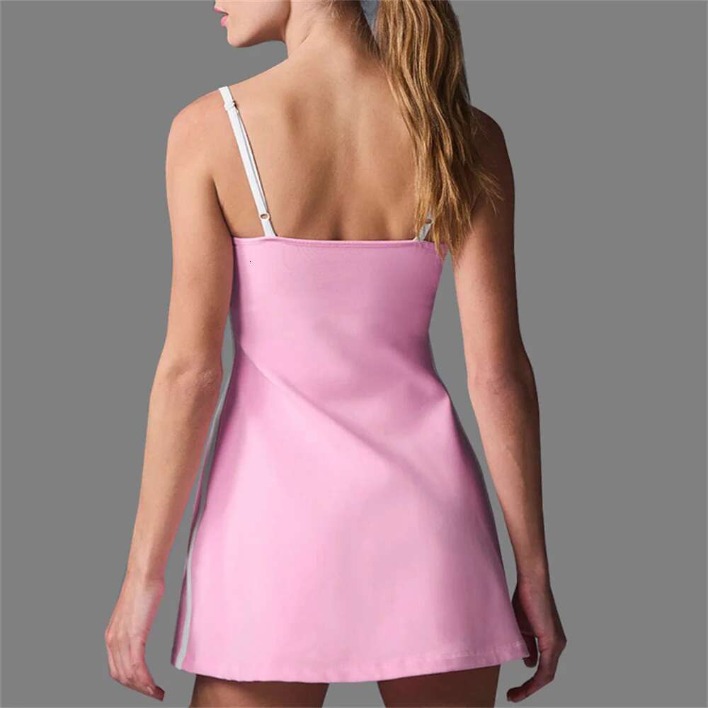 2025 Pad Pockets Tennis Yoga Set Built Workout Dress Anti Shorts Golthletic Mini Dresses Gym Active Wear