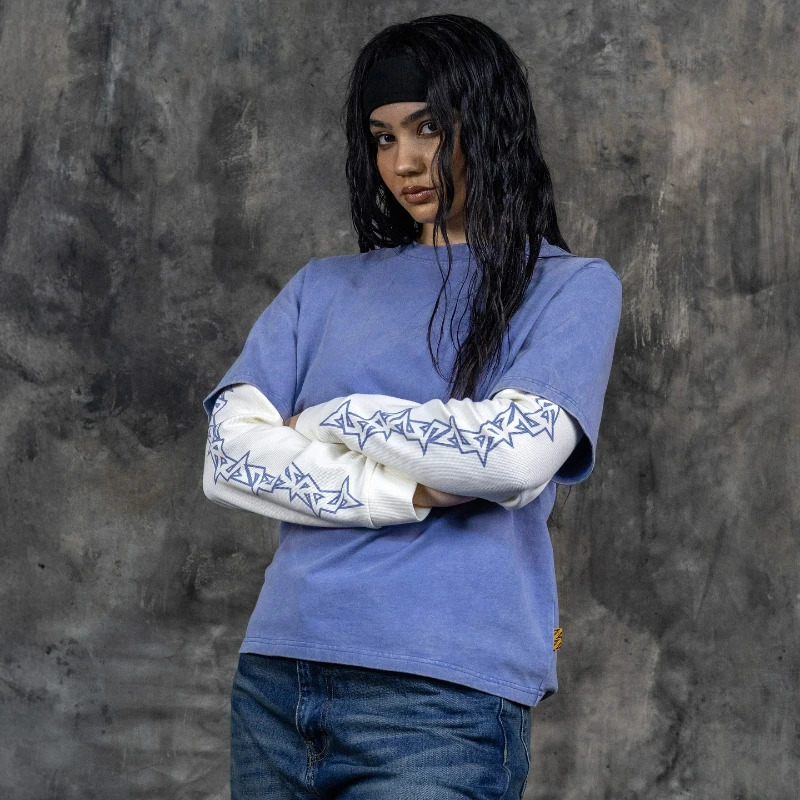 Y2k Trendy Long Sleeve T-shirt Retro Washed Layered Men Women Sweatshirts High Street Casual Streetwear Unisex Boxy T-shirt 250324