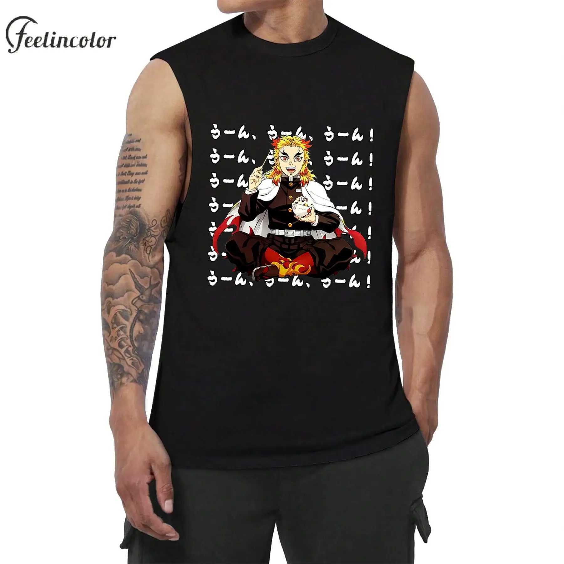Tanjiro Kamado Mens Graphic Shirt Japanese Anime Printing Tank Top Zenitsu Agatsuma Sleeveless Tee Inosuke Hashibira Streetwear X250324