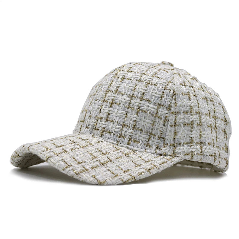 Womens Plaid Baseball Cap Autumn Winter Warm Metallic Color Snpack Caps for Ladies Thick Woolen Bone Gorras Sun Hat 250321