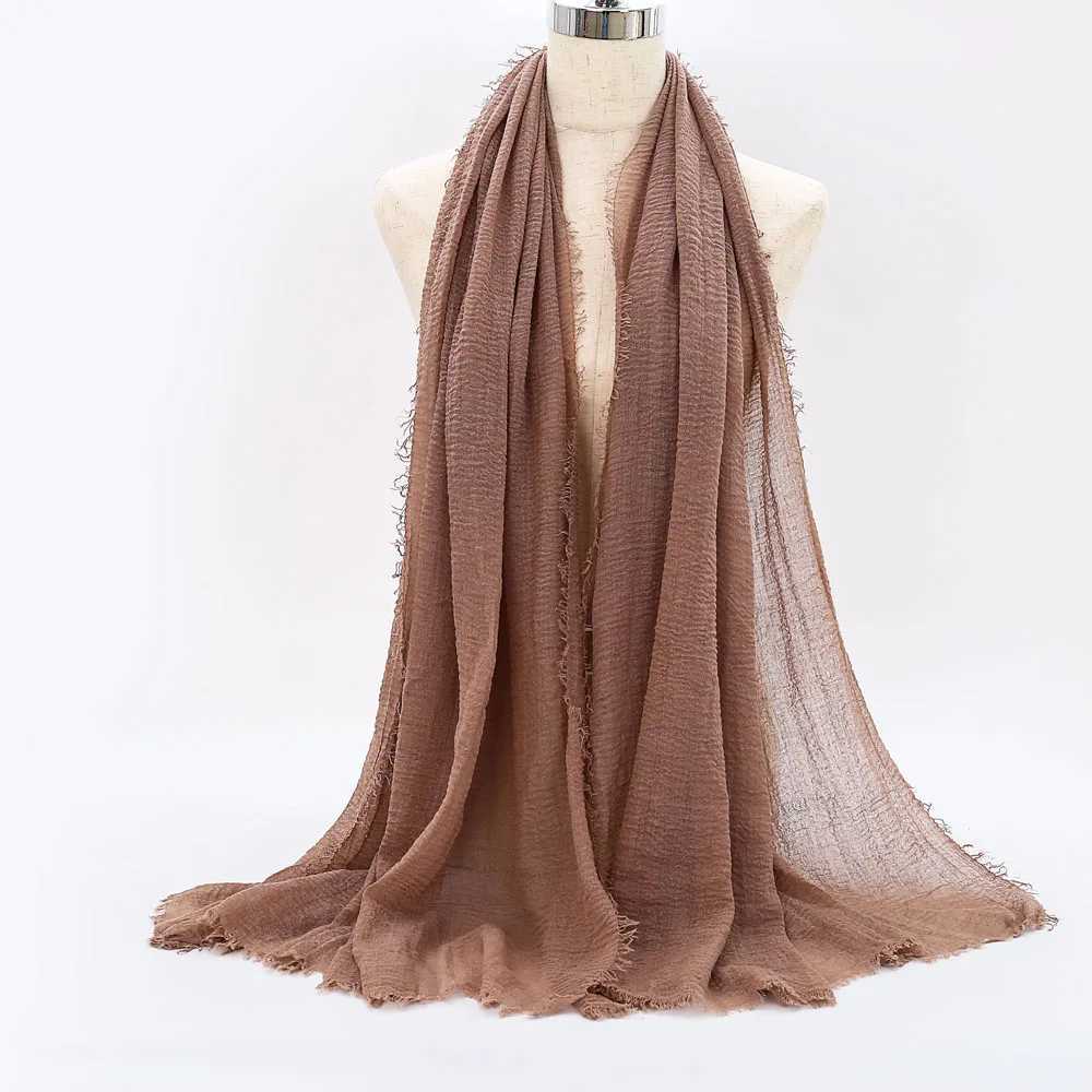 Full PR 195 * 95cm wide Muslim curly headscarf Female Muslim soft cotton shawl Islamic headscarf X250324