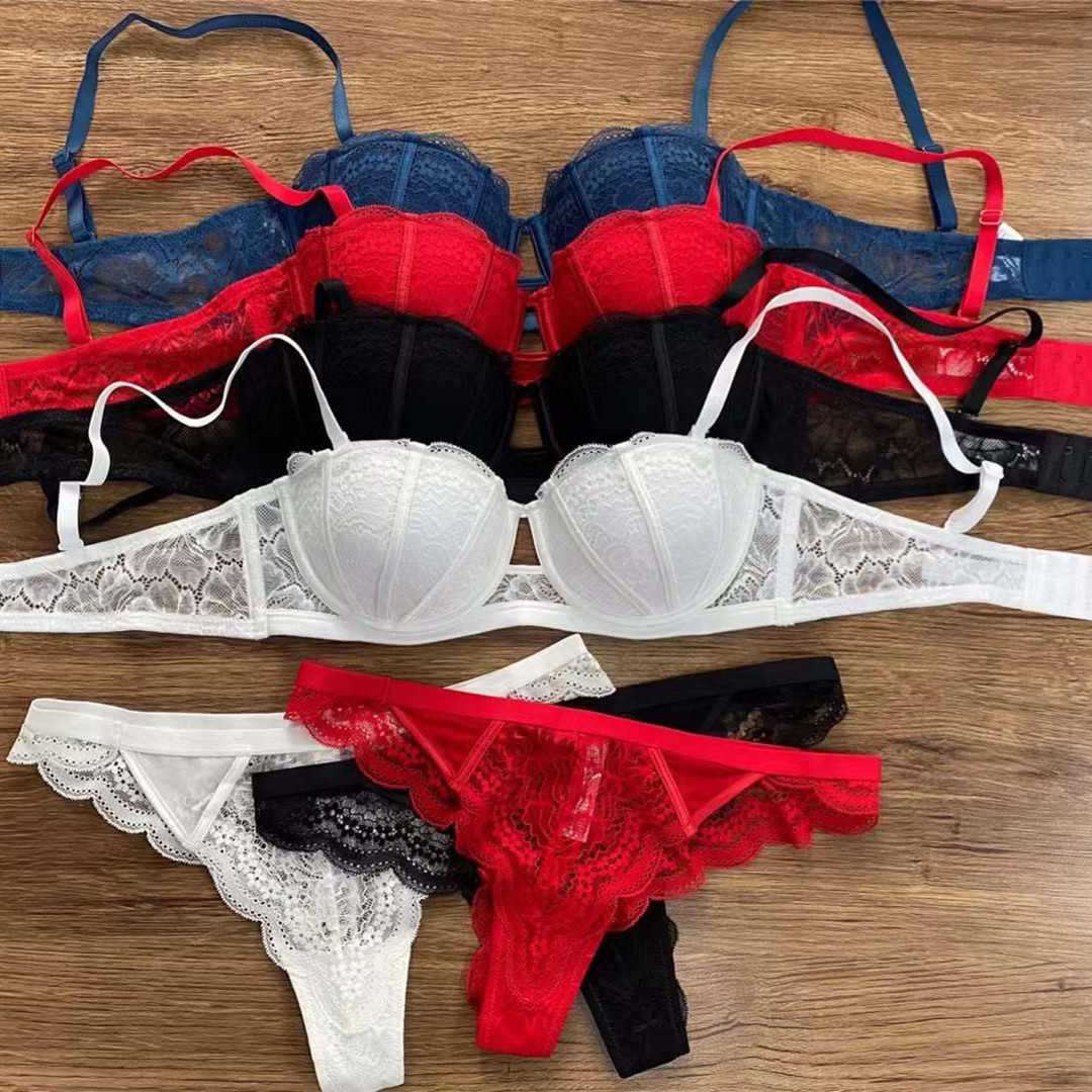 New Style Lace Bra Sexy Hollow Steel Bracket Converge Bra Pants Underwear Set 250315