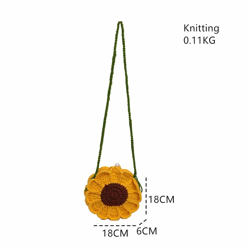 Fashion Sunflower Pattern Womens Mini Knitted Handbag Womens Shopping Bag Wallet Cute Chain Shoulder Cross Body Bag 250320