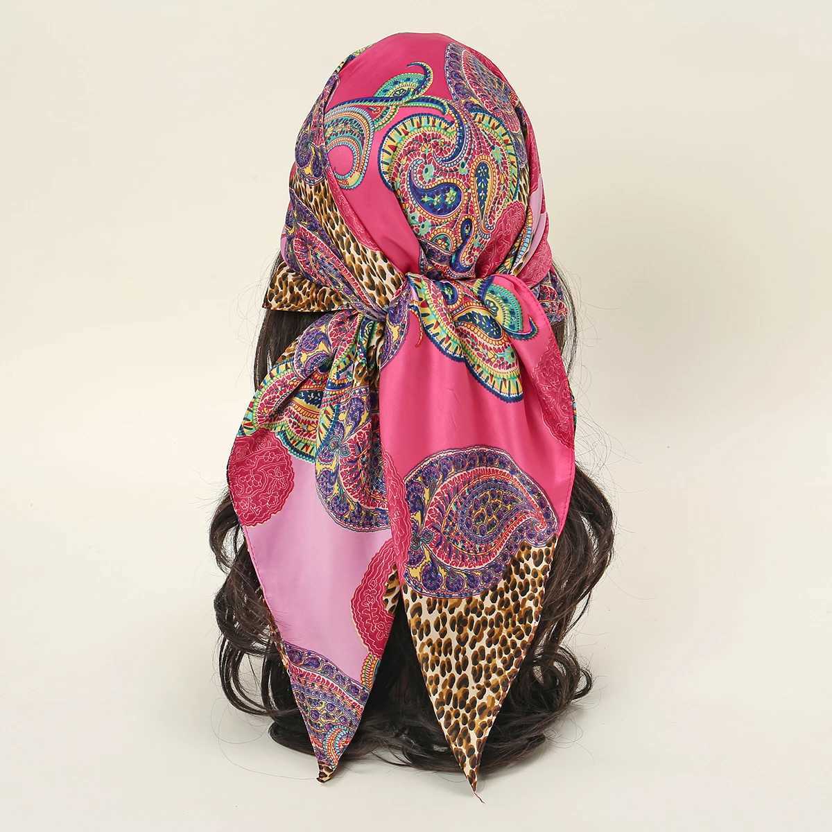 85cm Retro Paisley Printed Square Scarf Ribbon Corset Printed Ten Thousand Muslim Headscarf Fashionable Contract Scarf X250324