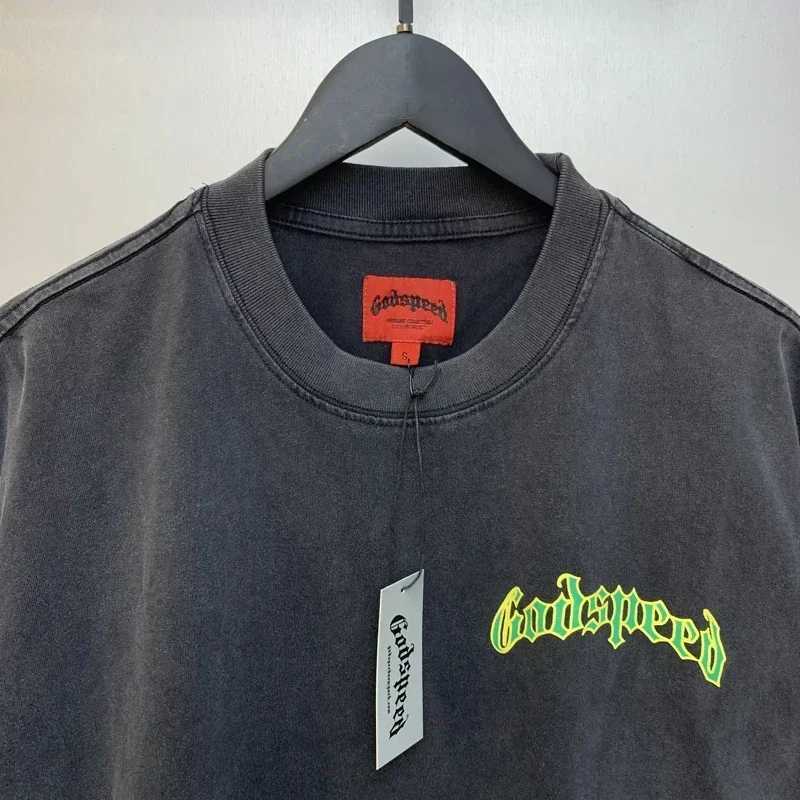 EU Sell Well Fashionable Brand GOD SPD T-shirt Masked Mysterious Person Brand Letter Printing Casual Short Slip Top X250324