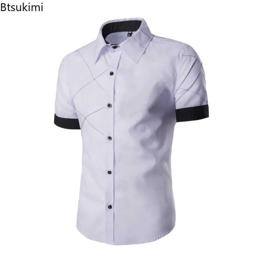 Fashionable business style mens casual short sleeved shirt comfortable cotton basic social formal shirt 2025 mens high-quality shirt X250324