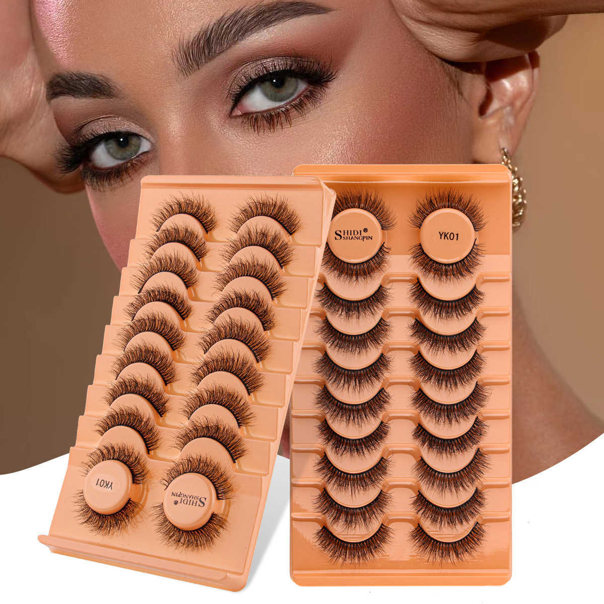 New product 10 pairs of fake eyelashes with natural fluffy faux mink fur and exaggerated thick eyelashes W250324
