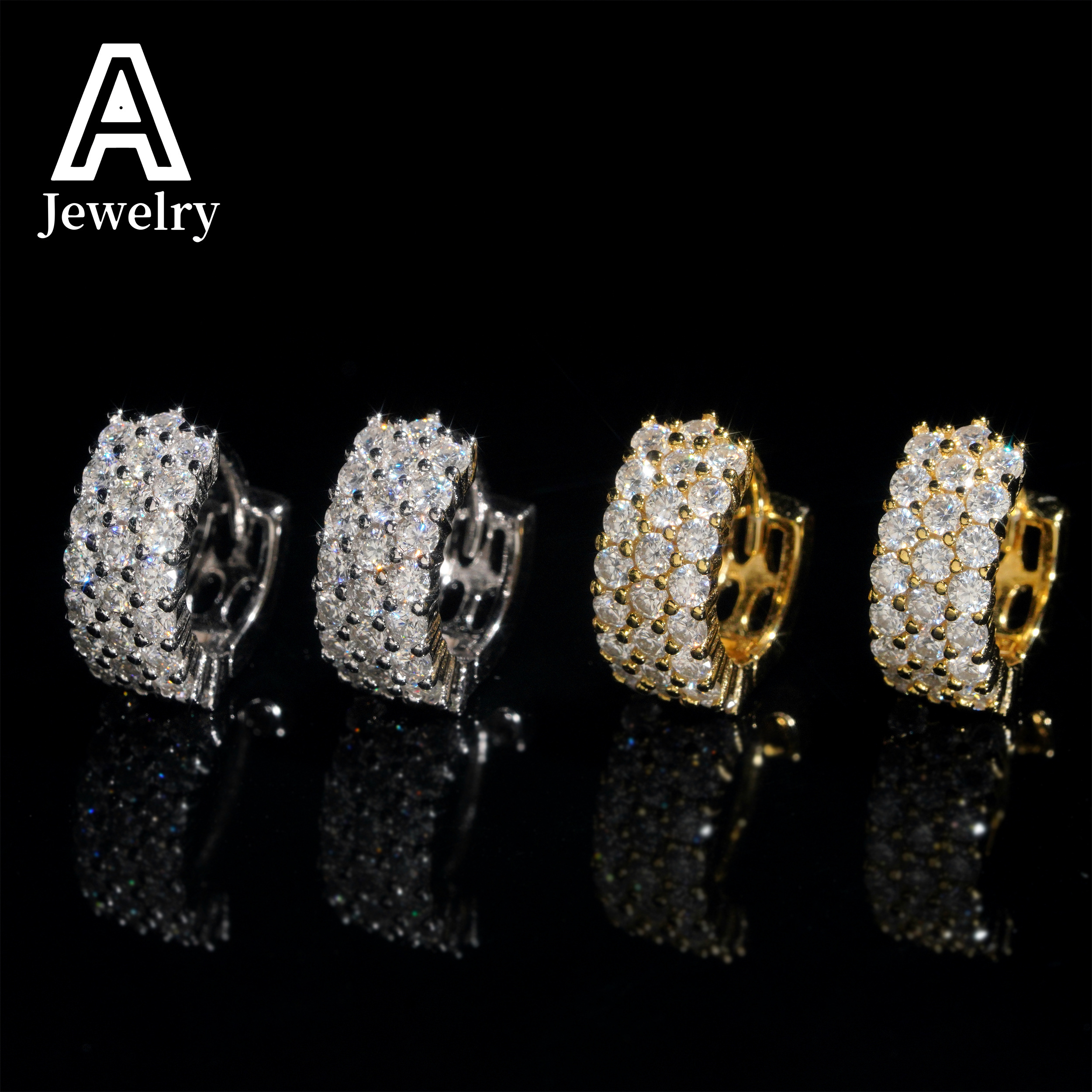 Europe and the United States popular S925 silver moissanite round simple earrings for men and women hip hop earrings