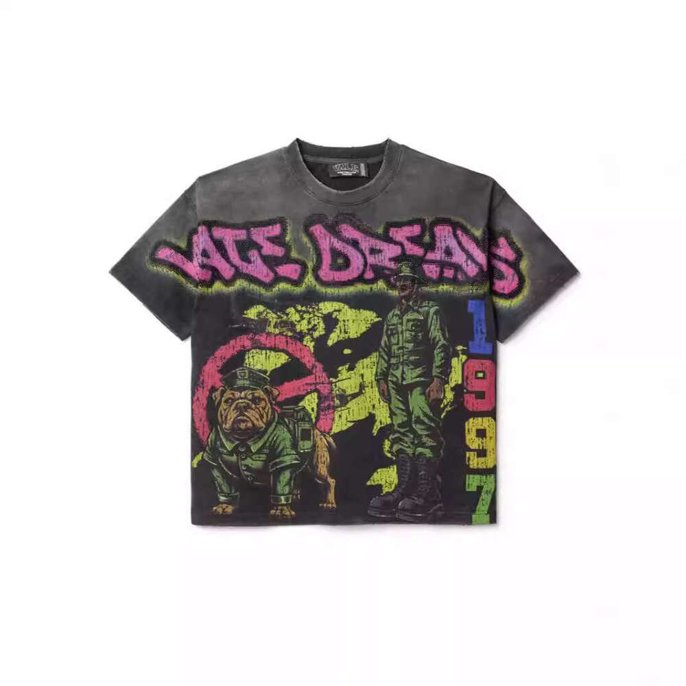 American hip-hop printed T-shirt washed loose Harajuku fashion street trend casual couple top