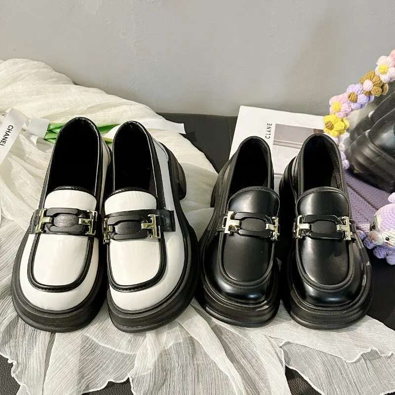 Loafers Retro British Style Leather White Light Mouth Mary Jane Single New Thick Soled Sponge Cake Women's Shoes