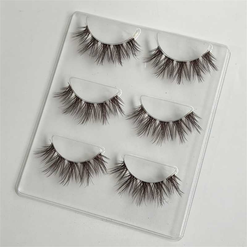 Brown transparent stem fake eyelashes thick 3D full hybrid Barbie simulation Clear Band eyelashes W250324