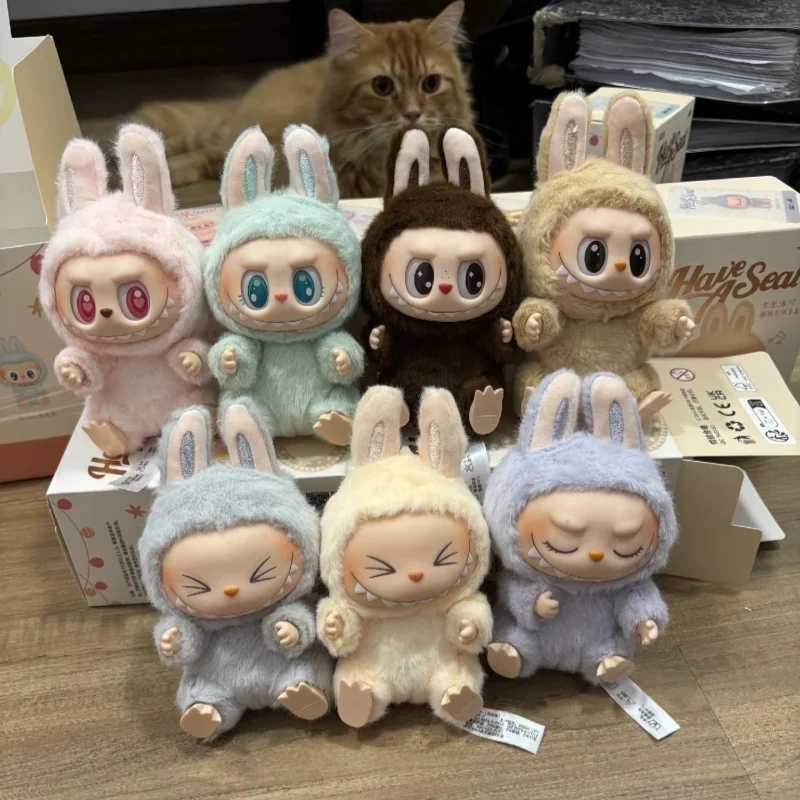 New Arrival Labubu comes with a seat and Macaron vinyl doll backpack decoration pendant for surprise blind box girls mysterious gifts T250324