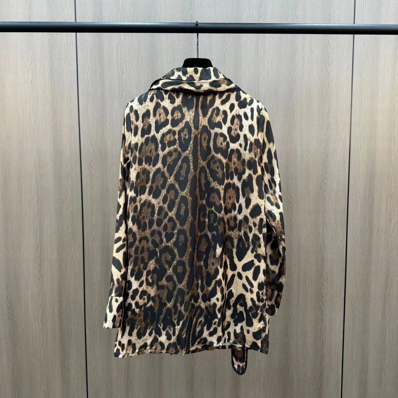 Yuzu MM 2025 Spring/Summer Collar Long Sleeve Design Temperament Leopard Pattern Shirt Paired with Pants Home Set