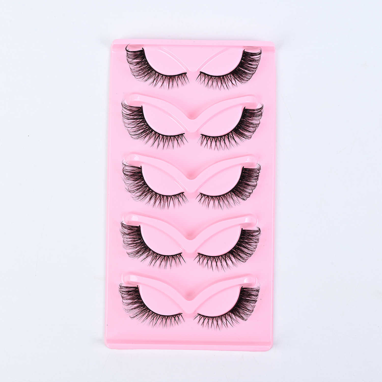 Russian Thick Eyelash 5-Pair Set Big Curve Natural Eyelash Half Eyelash False Eyelash Fox Style Slant Fly W250324