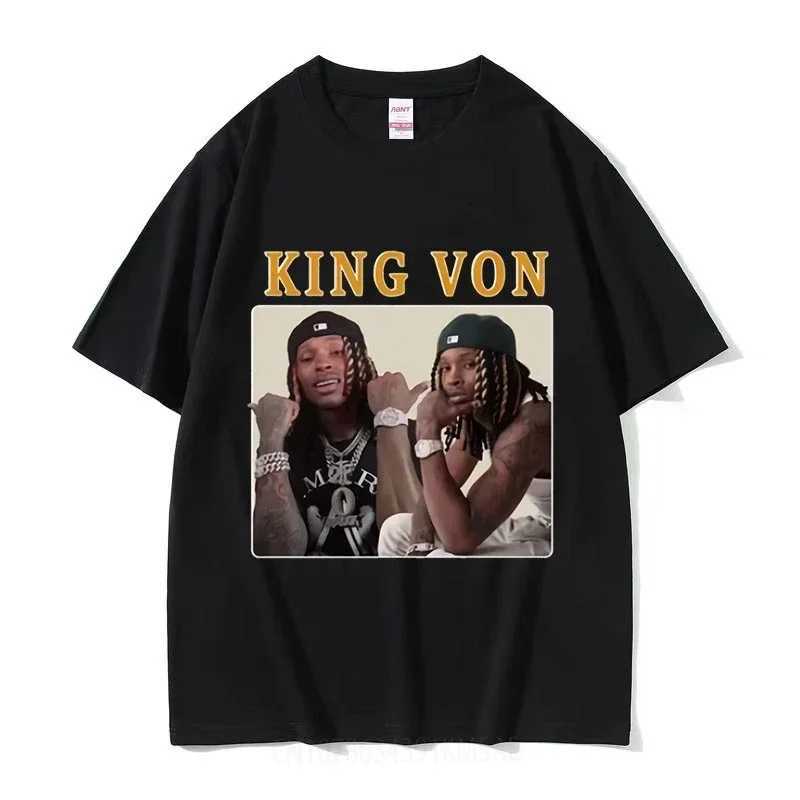 Rap singer K-King Von retro graphic T-shirt mens hip-hop high-quality fashion T-shirt cotton oversized T-shirt X250324