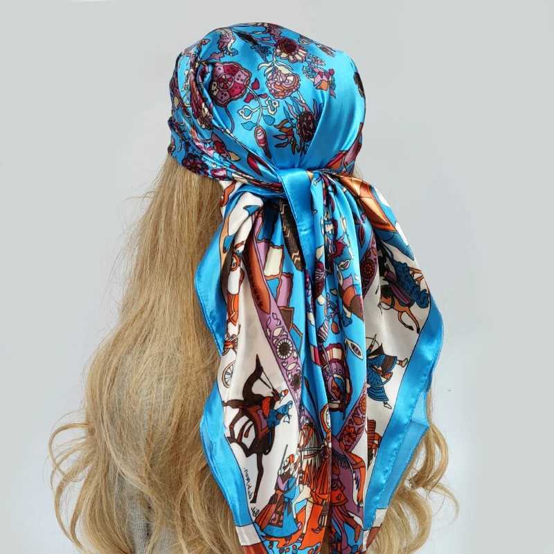 Luxury brand silk scarf fashionable foard satin shawl leopard 90 * 90cm square scarf with Pareo scarf ribbon X250324