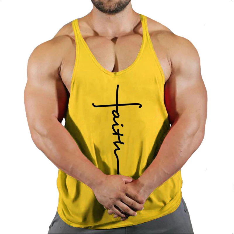 mens cotton tank tops shirt gym fitness vest sleeveless male casual bodybuilding sports man Workout clothes clothing 250324