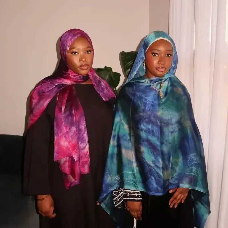 New design hot S printing headscarf chiffon silk satin Muslim high-quality bre marble watermark shawl headscarf X250324