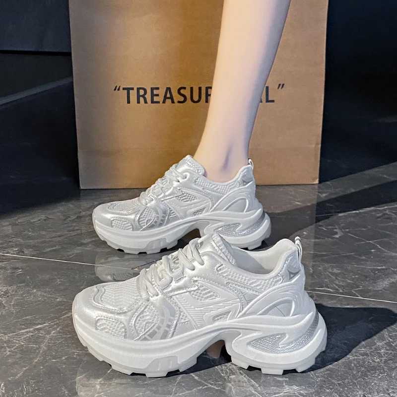 Moipeng womens shoes Sier thick soled casual shoes womens shoes lightweight breathable sports shoes Zapatos MujerXJ250324