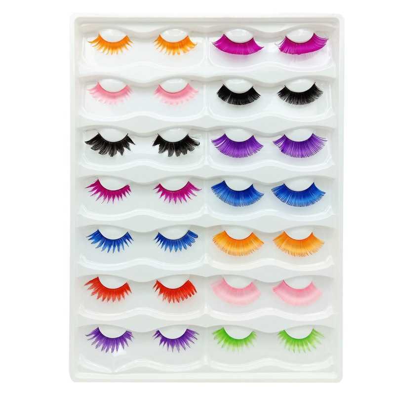 Colorful pair of fake eyelashes exaggerated stage makeup thick and slender full eyelashes W250324