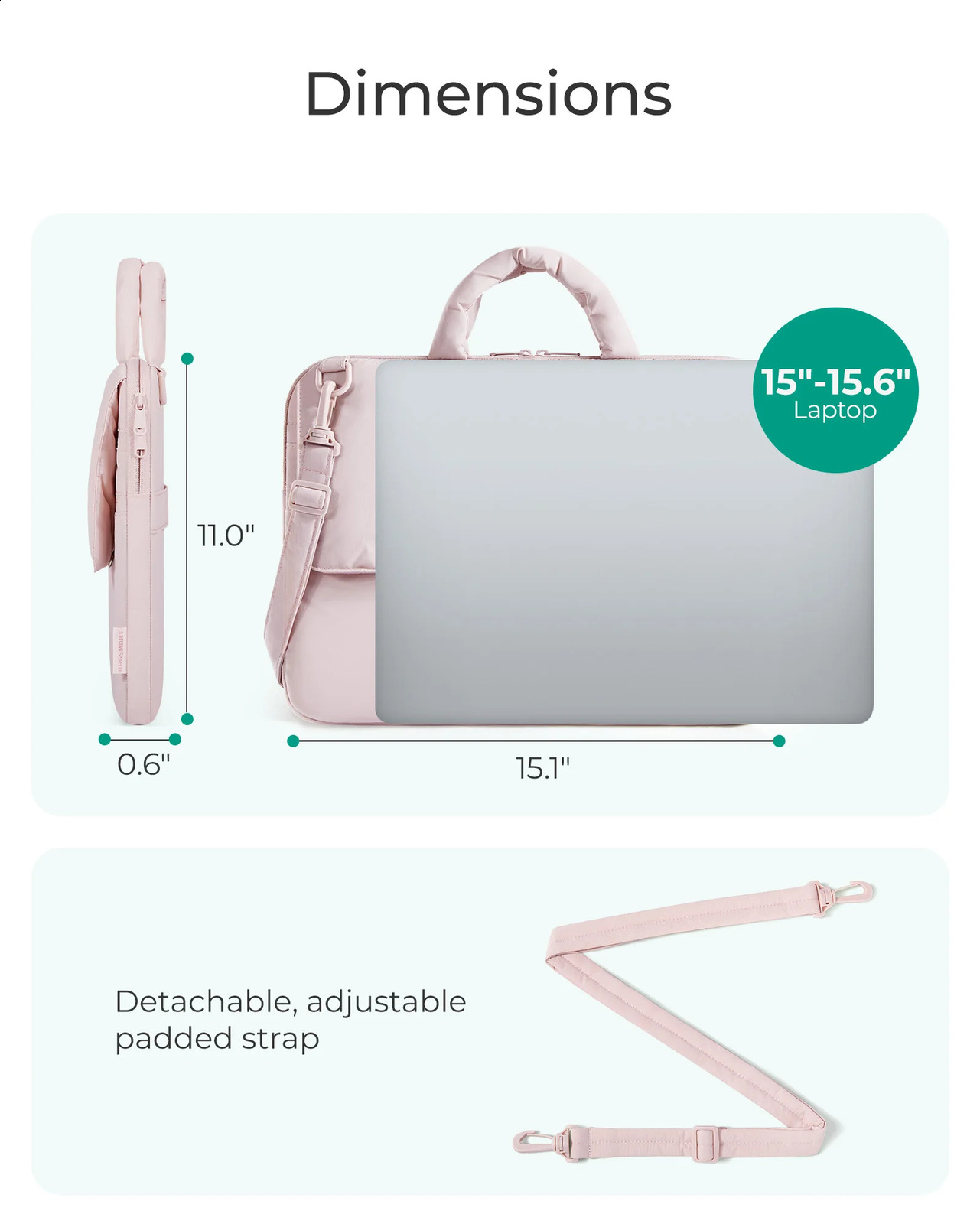 BAGSMART 15.6 Inch Laptop bag for Air/Pro Shockproof Water Resistant Notebook Pouch Laptop Cover Sleeve Compatible 250314